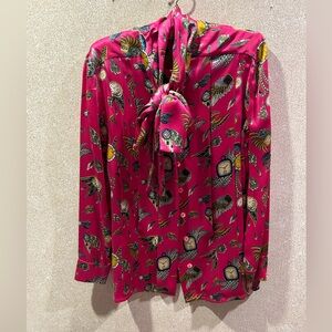 Vintage Chanel FR 40 Clocks Jewels Silk Blouse new wo Tags